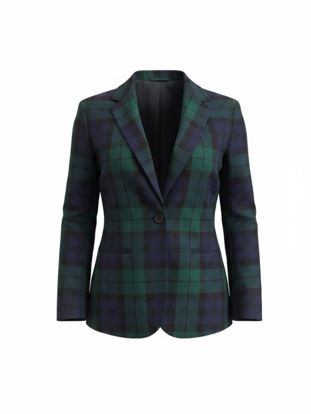 J.Crew Black Watch Tartan Plaid One Button Blazer Jacket Size 2